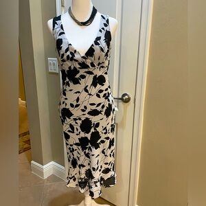 Elegant Black and White Floral Dress
